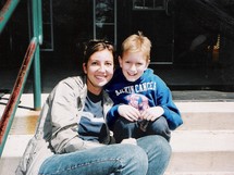 Ethan with one of his teachers from Knapp Charter Academy